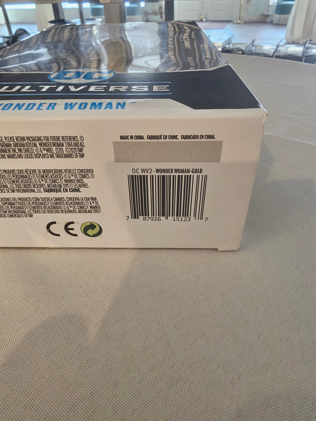 McFarlane DC Multiverse Wonder Woman Golden Armor WW84, bottom of box