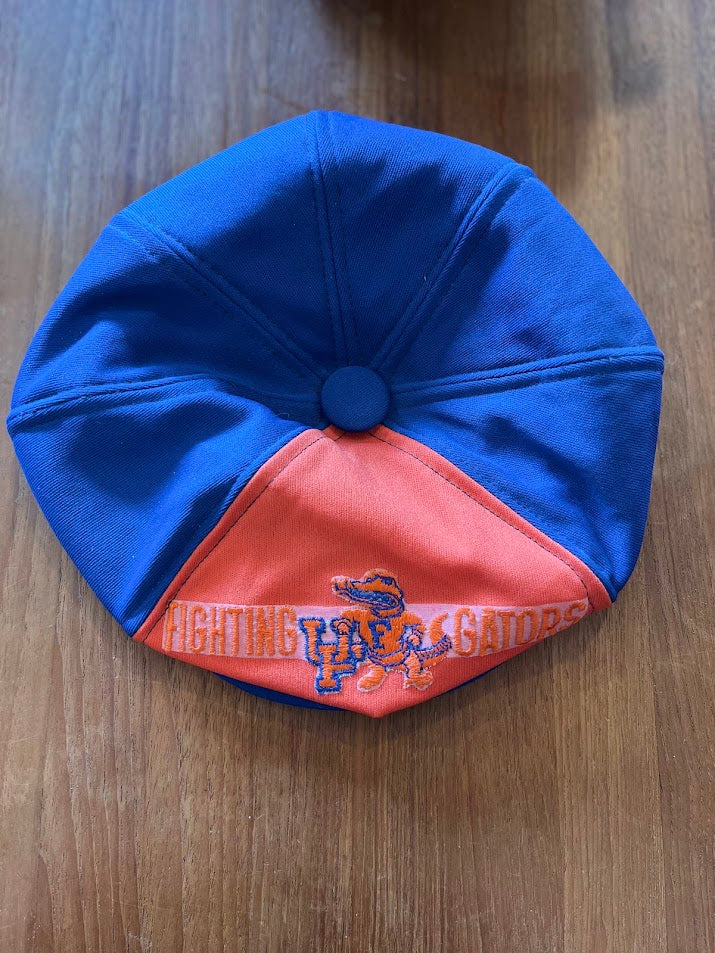 Fighting Gators newsboy cap, top view showing panels and graphic