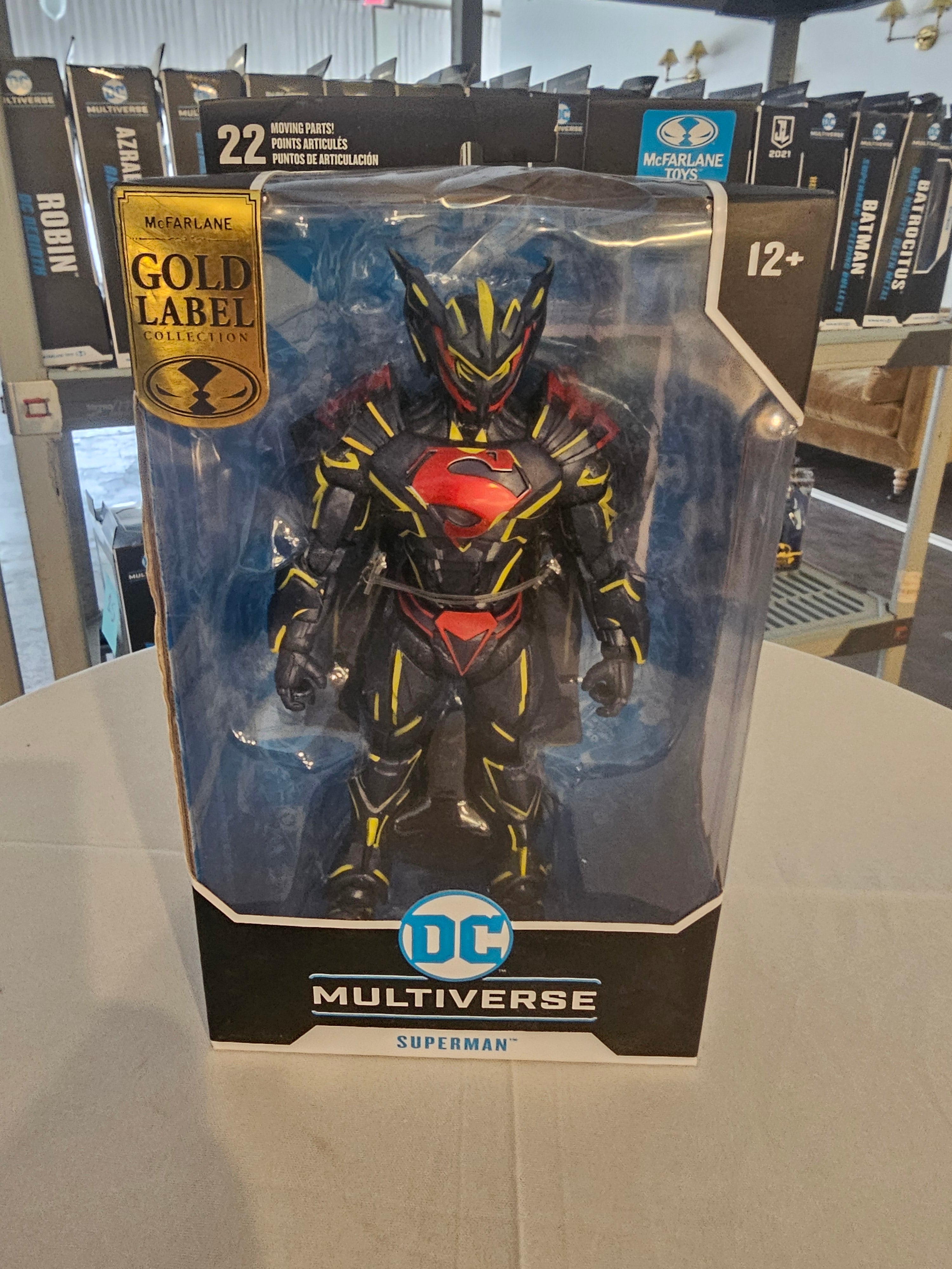 McFarlane DC Multiverse Superman Energized Unchained Armor Gold Label, front of box