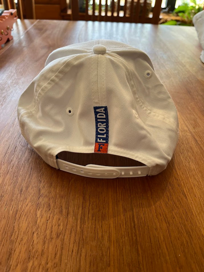 Signed Gators arch cap, back showing Florida tab and snapback strap