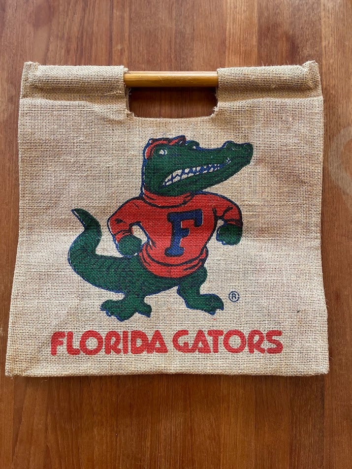 Burlap Gators tote, second front view