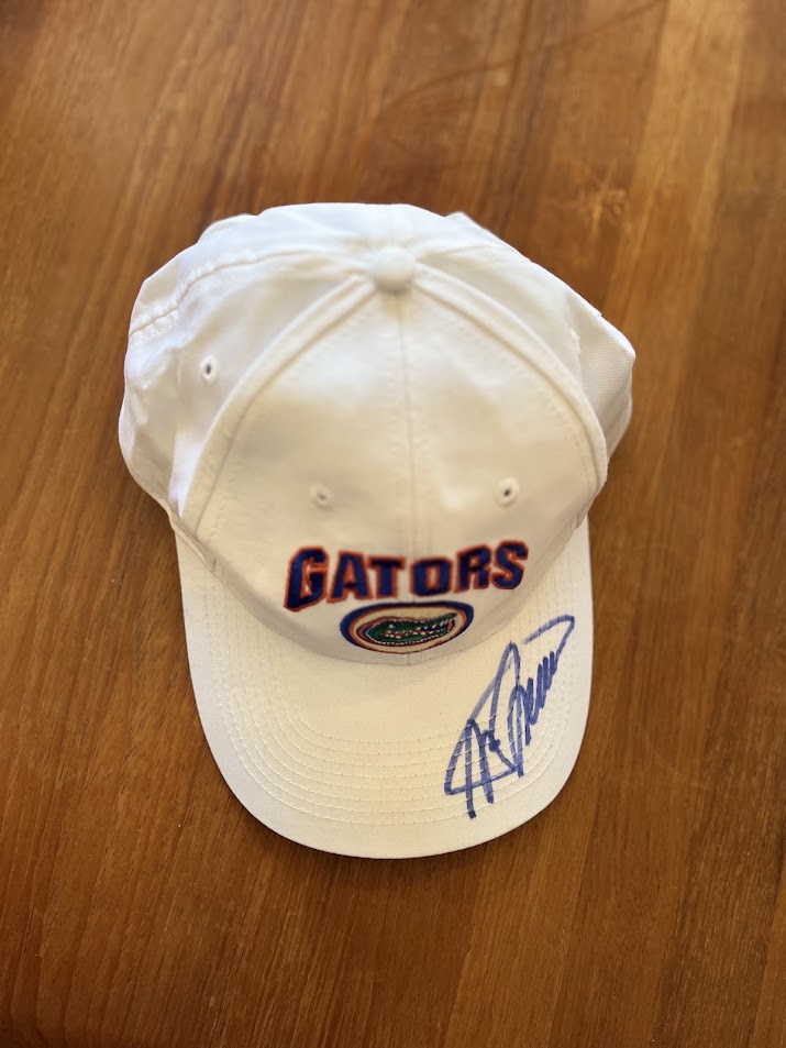 Signed Gators arch cap, top-down view