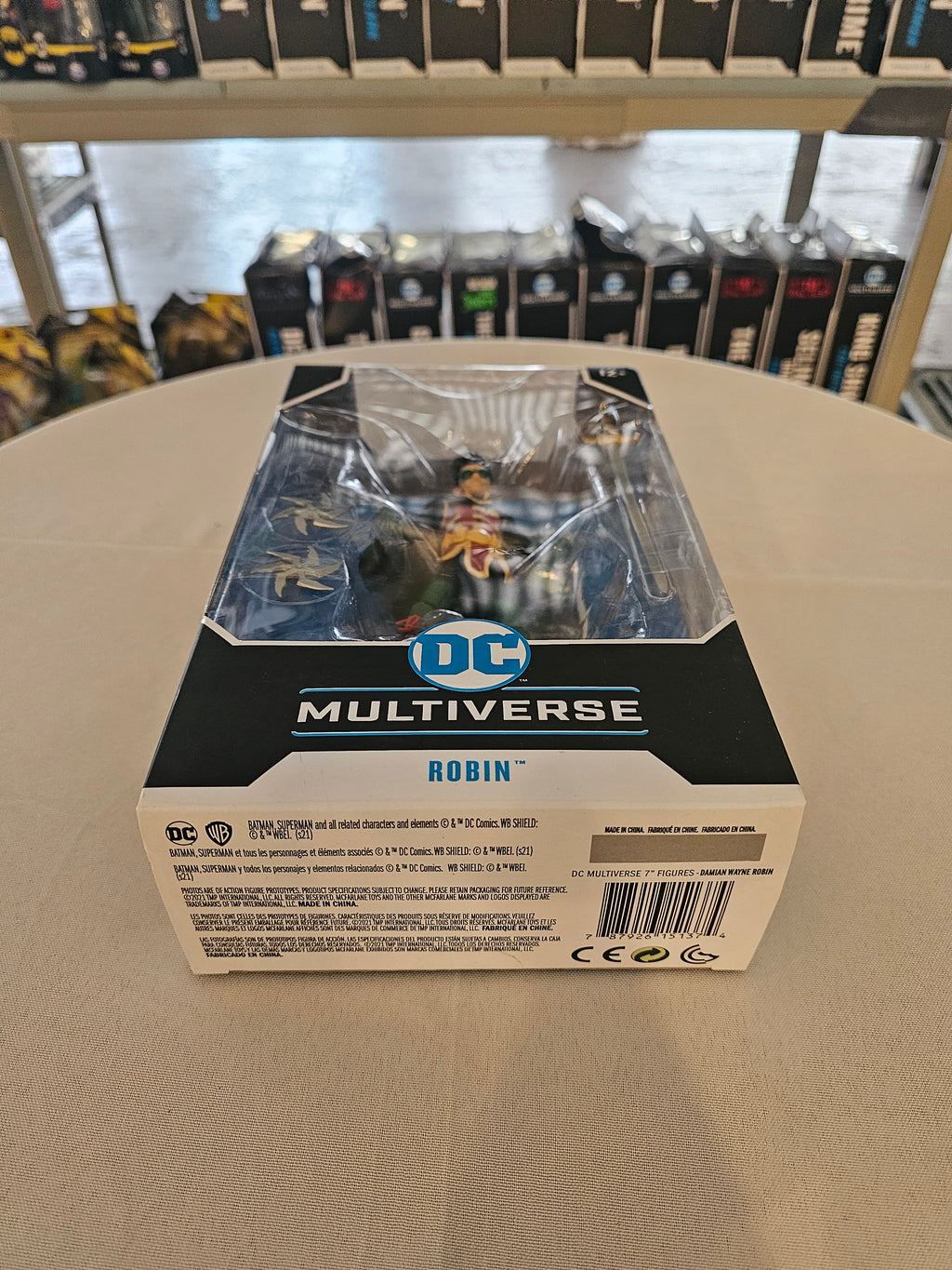 McFarlane DC Multiverse Robin Damian Wayne, bottom of box