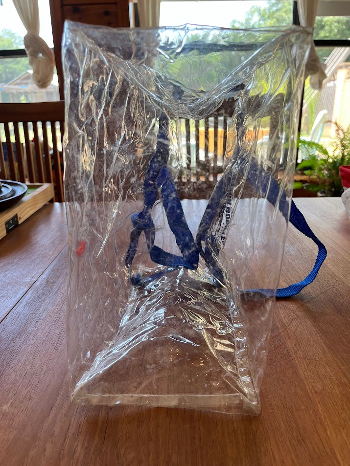 Clear Gator Boosters tote, end view