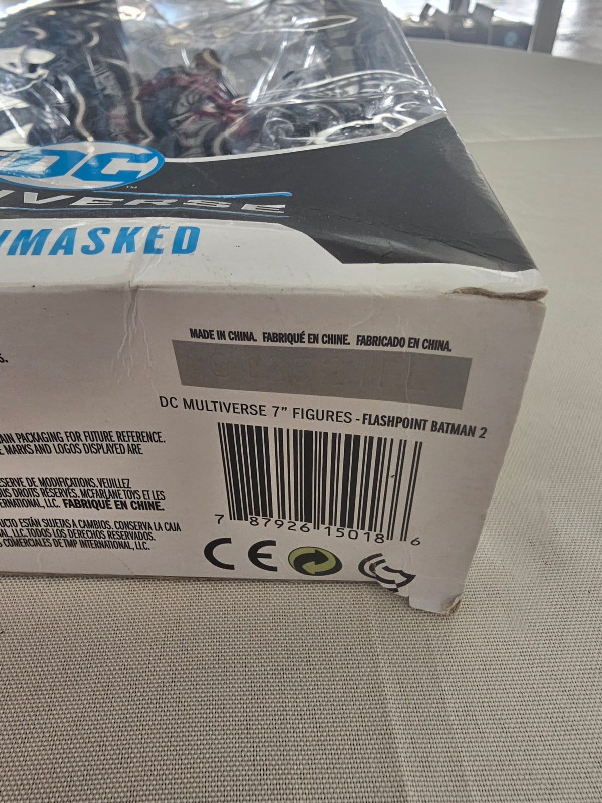 McFarlane DC Multiverse Batman Unmasked Flashpoint, bottom of box