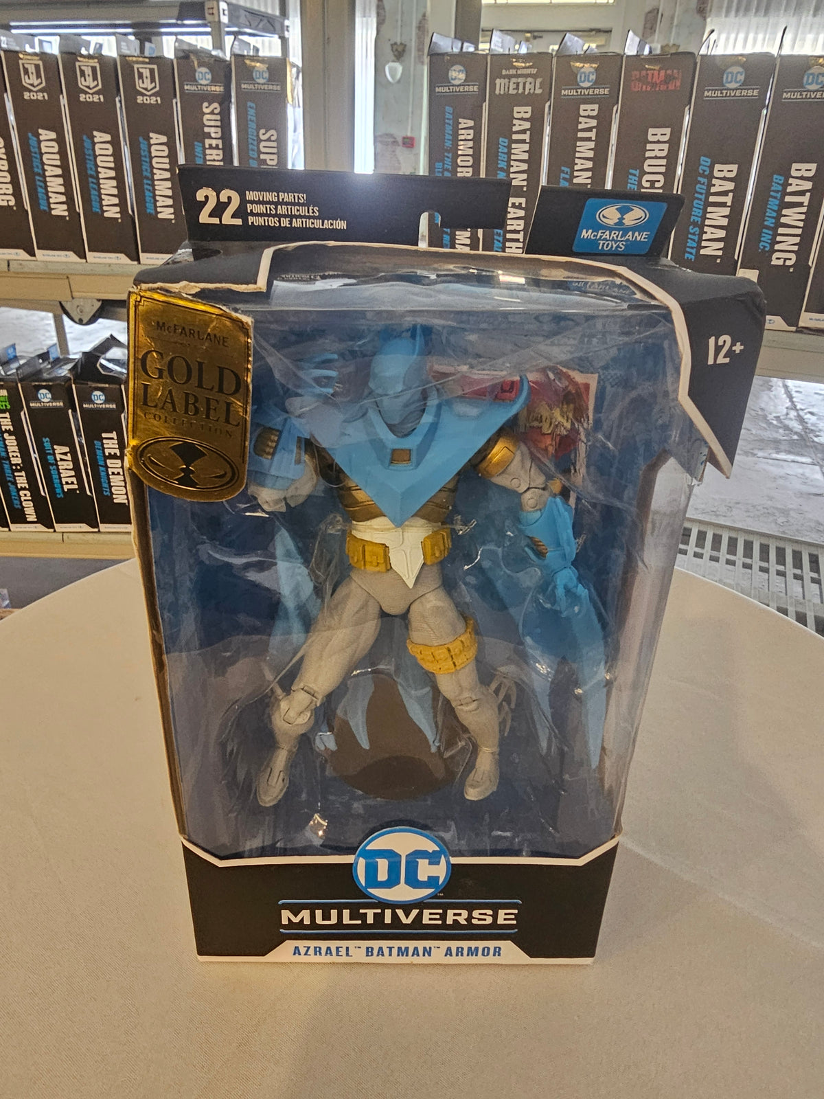 McFarlane DC Multiverse Azrael Batman Armor Knightfall Gold Label, front of box