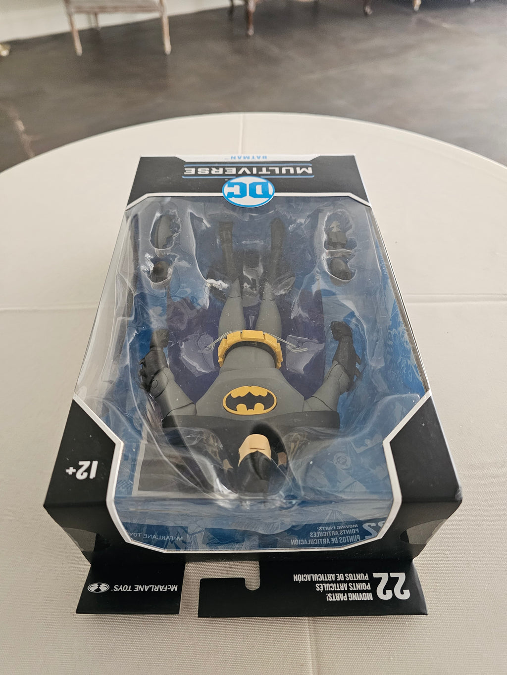 Top of box showing hanger tab and 22 moving parts callout