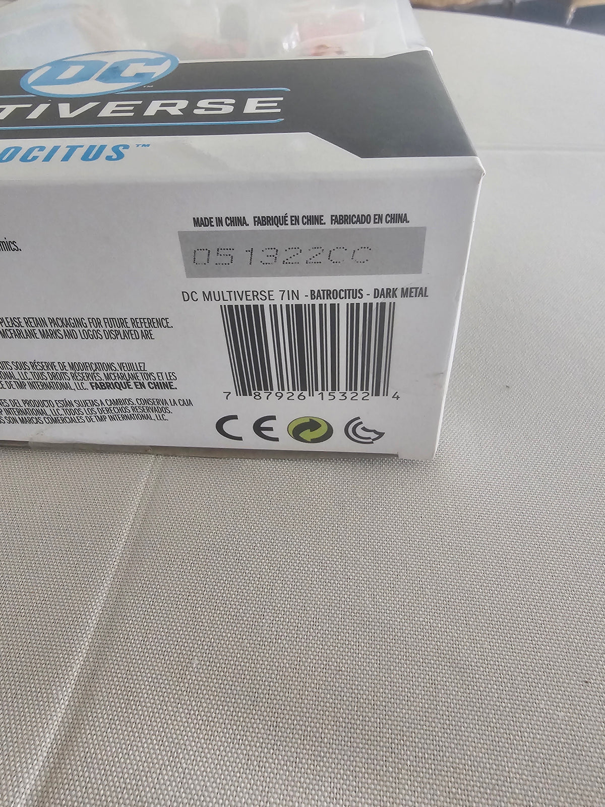 Bottom of box with barcode, DC Multiverse 7in Batrocitus Dark Metal
